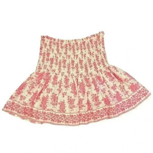 Mary Marshmellow Pink and White Floral Scrunch Waist Mini Skirt Size Small
